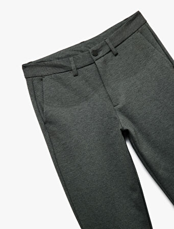 Cep Detaylı Düğmeli Slim Fit Kumaş Pantolon