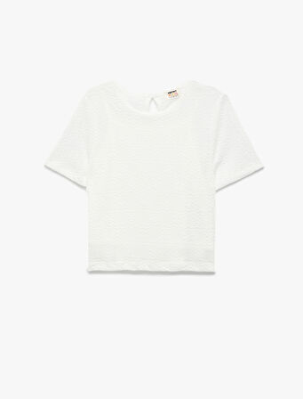 Astarlı Dokulu Kısa Kollu Bisiklet Yaka Bluz