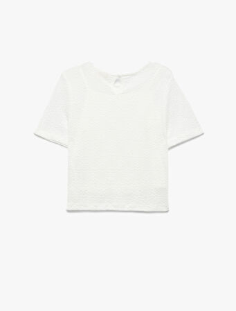 Astarlı Dokulu Kısa Kollu Bisiklet Yaka Bluz