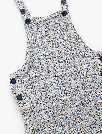 Düğmeli Viskon Karışımlı Askılı Uzun Tulum