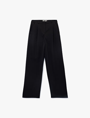 Cepli Pile Detaylı Yüksek Bel Palazzo Pantolon