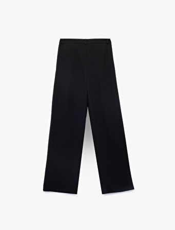 Cepli Pile Detaylı Yüksek Bel Palazzo Pantolon