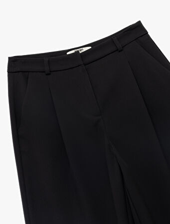 Cepli Pile Detaylı Yüksek Bel Palazzo Pantolon