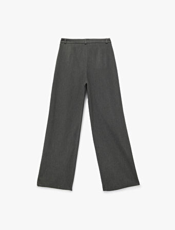 Cepli Pile Detaylı Yüksek Bel Palazzo Pantolon