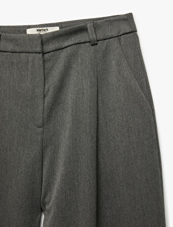 Cepli Pile Detaylı Yüksek Bel Palazzo Pantolon