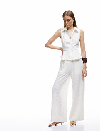 Viskon Kumaş Astarlı Kolsuz Peplum Gömlek