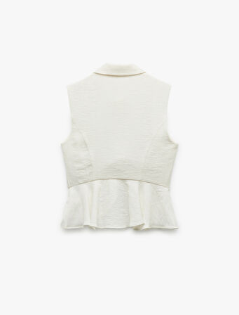 Viskon Kumaş Astarlı Kolsuz Peplum Gömlek