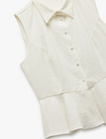 Viskon Kumaş Astarlı Kolsuz Peplum Gömlek