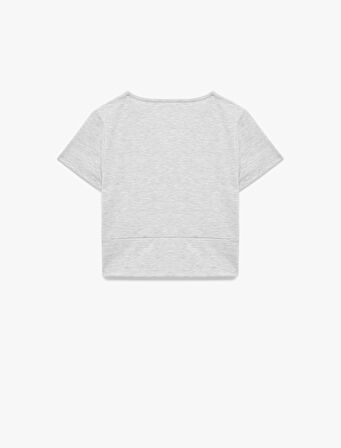 V Yaka Kısa Kollu Crop Spor Tişört