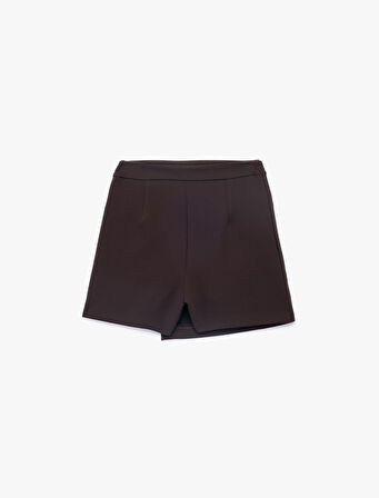 Metal Aksesuar Detaylı Mini Kruvaze Şort Etek