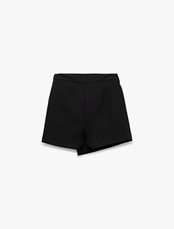 Metal Aksesuar Detaylı Mini Kruvaze Şort Etek