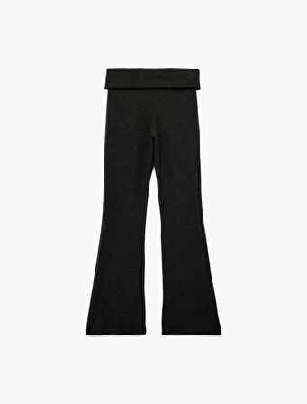 Viskon Karışımlı Yüksek Bel İspanyol Paça Tayt Pantolon