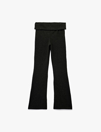 Viskon Karışımlı Yüksek Bel İspanyol Paça Tayt Pantolon