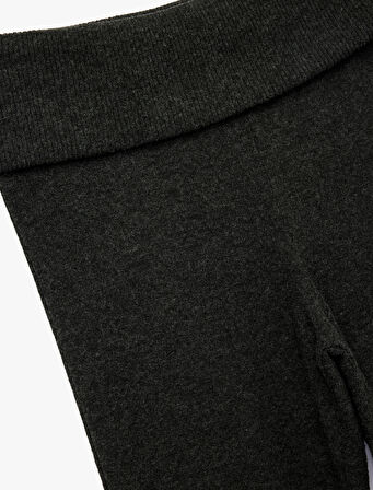 Viskon Karışımlı Yüksek Bel İspanyol Paça Tayt Pantolon