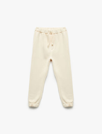 Beli Bağcıklı Pamuklu Basic Jogger Eşofman Altı