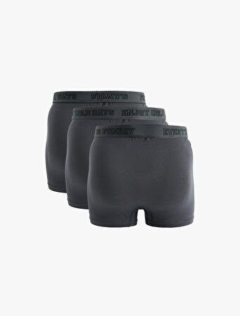 Beli Baskı Detaylı Pamuklu 3'lü Boxer Seti