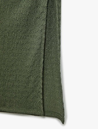 Bürümcük Kumaş Slim Fit Büzgü Detaylı Yırtmaçlı Uzun Etek