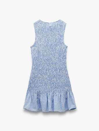 Gipeli Kolsuz Bisiklet Yaka A Kesim Fırfırlı Pötikareli Mini Elbise