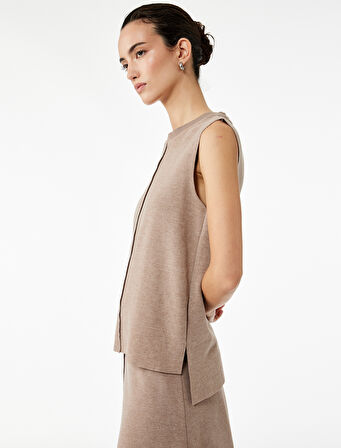 Basic Bisiklet Yaka Triko Kolsuz Kazak