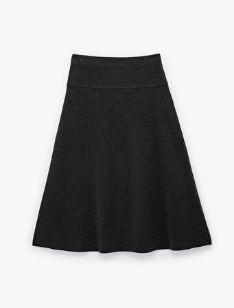 Dikiş Detaylı A Kesim Midi Etek