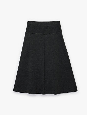 Dikiş Detaylı A Kesim Midi Etek