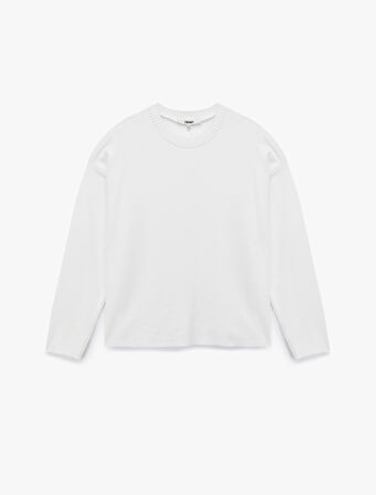 Uzun Kollu Bisiklet Yaka Basic Sweatshirt