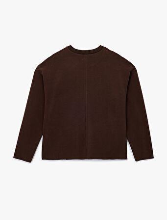Uzun Kollu Bisiklet Yaka Basic Sweatshirt