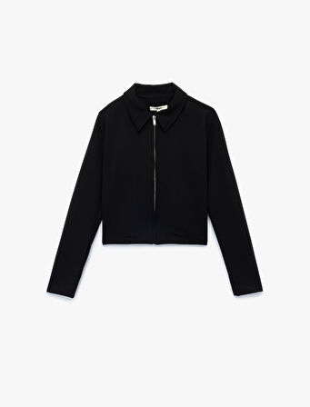 Regular Fit Uzun Kollu Fermuarlı Hırka