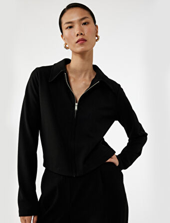 Regular Fit Uzun Kollu Fermuarlı Hırka