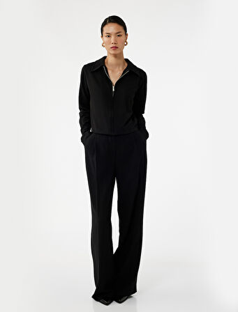 Regular Fit Uzun Kollu Fermuarlı Hırka