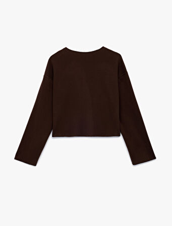  Uzun Kollu Bisiklet Yaka Düğmeli Triko Hırka