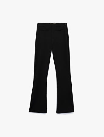 Slim Fit Yırtmaç Detaylı İspanyol Paça Pantolon