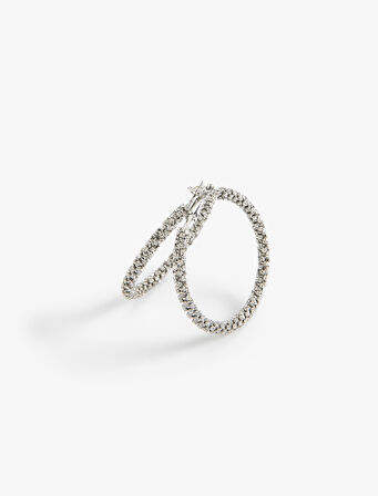 Çelik Karışımlı Taşlı Halka Küpe