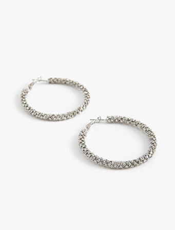 Çelik Karışımlı Taşlı Halka Küpe