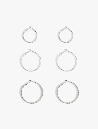 Çelik Burgu 3'lü Halka Küpe Seti