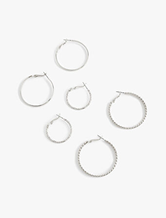 Çelik Burgu 3'lü Halka Küpe Seti