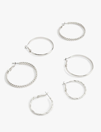 Çelik Burgu 3'lü Halka Küpe Seti