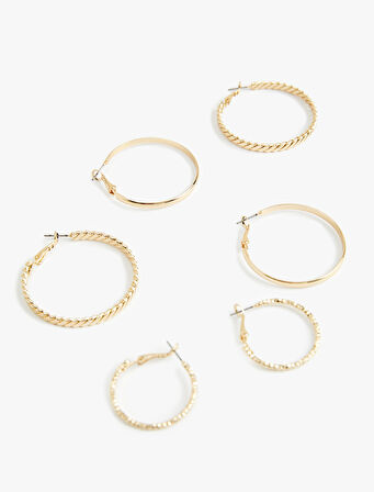 Çelik Burgu 3'lü Halka Küpe Seti