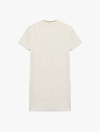 Slim Fit Kısa Kollu Dik Yaka Mini Triko Elbise