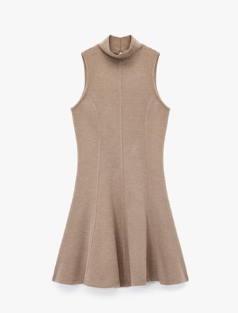 Slim Fit Dik Yaka Kolsuz Mini Triko Elbise