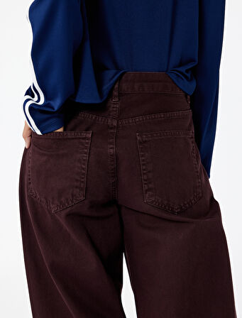 Pamuklu Bol Kesim Geniş Paça Jean Pantolon - Loose Straight Fit Jean
