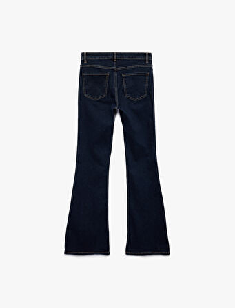 Yüksek Bel Düğmeli Dar Kesim İspanyol Paça Jean Pantolon - Flare Jeans