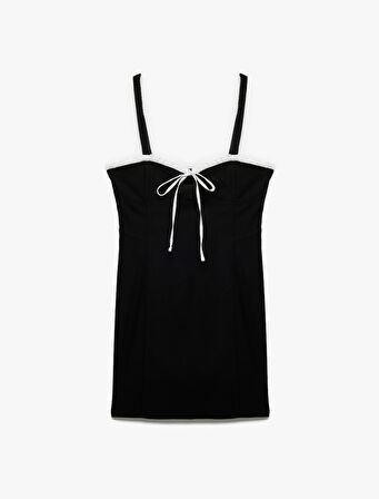 Kalp Yaka Kolsuz Fiyonklu Slim Fit Bodycon Mini Elbise