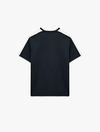 Regular Fit Kısa Kollu Renk Kontrastlı Bisiklet Yaka Tişört