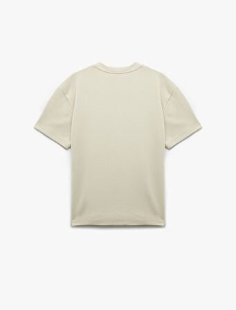 Pamuklu Kısa Kollu Pike Tok Kumaş Bisiklet Yaka Basic Oversize Tişört