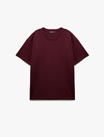 Pamuklu Kısa Kollu Pike Tok Kumaş Bisiklet Yaka Basic Oversize Tişört