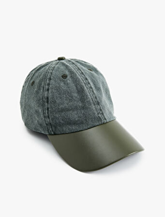 Suni Deri Detaylı Kep Şapka