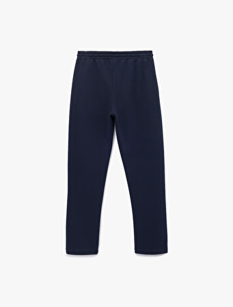 Pamuklu Cepli Çizgi Detaylı Beli Bağcıklı Eşofman Altı