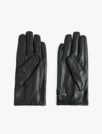 Fermuar Detaylı Suni Deri Eldiven