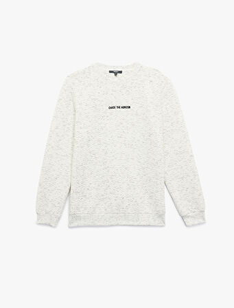 Uzun Kollu Nakışlı Bisiklet Yaka Sweatshirt